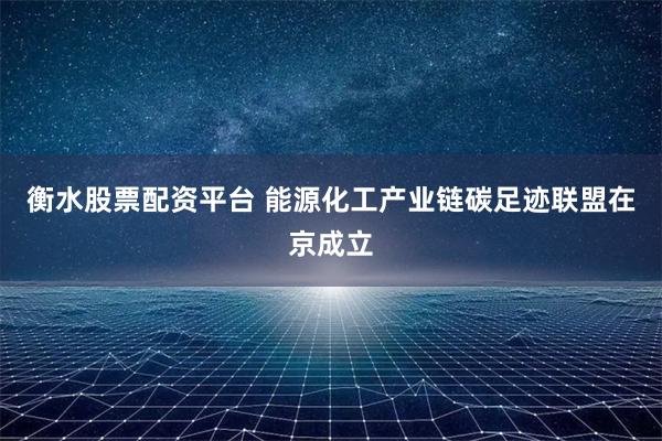 衡水股票配资平台 能源化工产业链碳足迹联盟在京成立