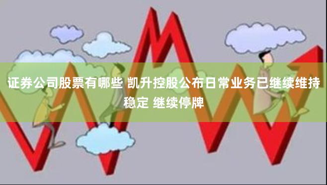 证券公司股票有哪些 凯升控股公布日常业务已继续维持稳定 继续停牌